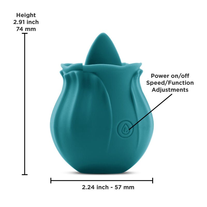 Inya the kiss clitoral stimulator, teal, front view with details| Flirtybay.com.au